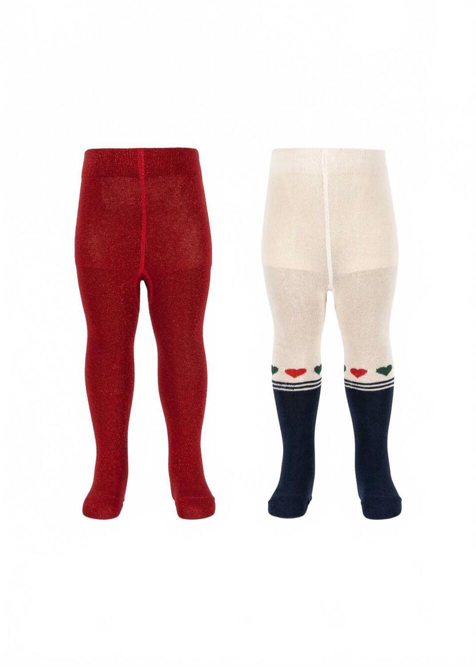 NEW KONGES SLØJD kid's two pack lurex tights in red
